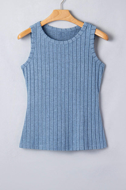 Bonbon Slim Ribbed Mineral Wash Tank Top
