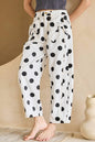 Sky Blue Polka Dot Print Bow Detail Pocketed Jeans