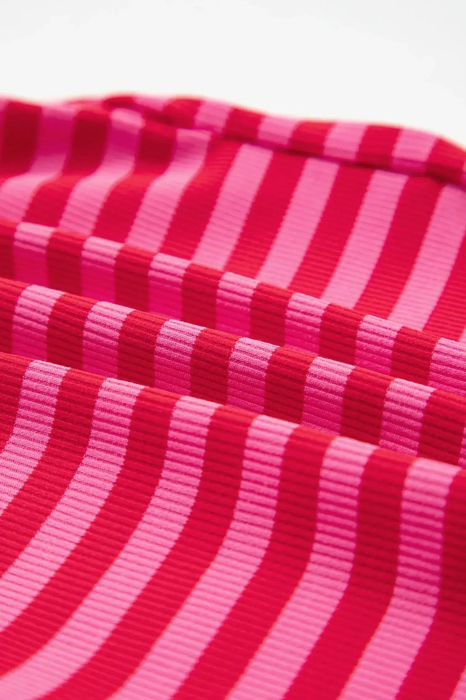 Rose Stripe Contrast Elastic Waist Casual Ribbed Shorts - Sweet Fashion Wholesale