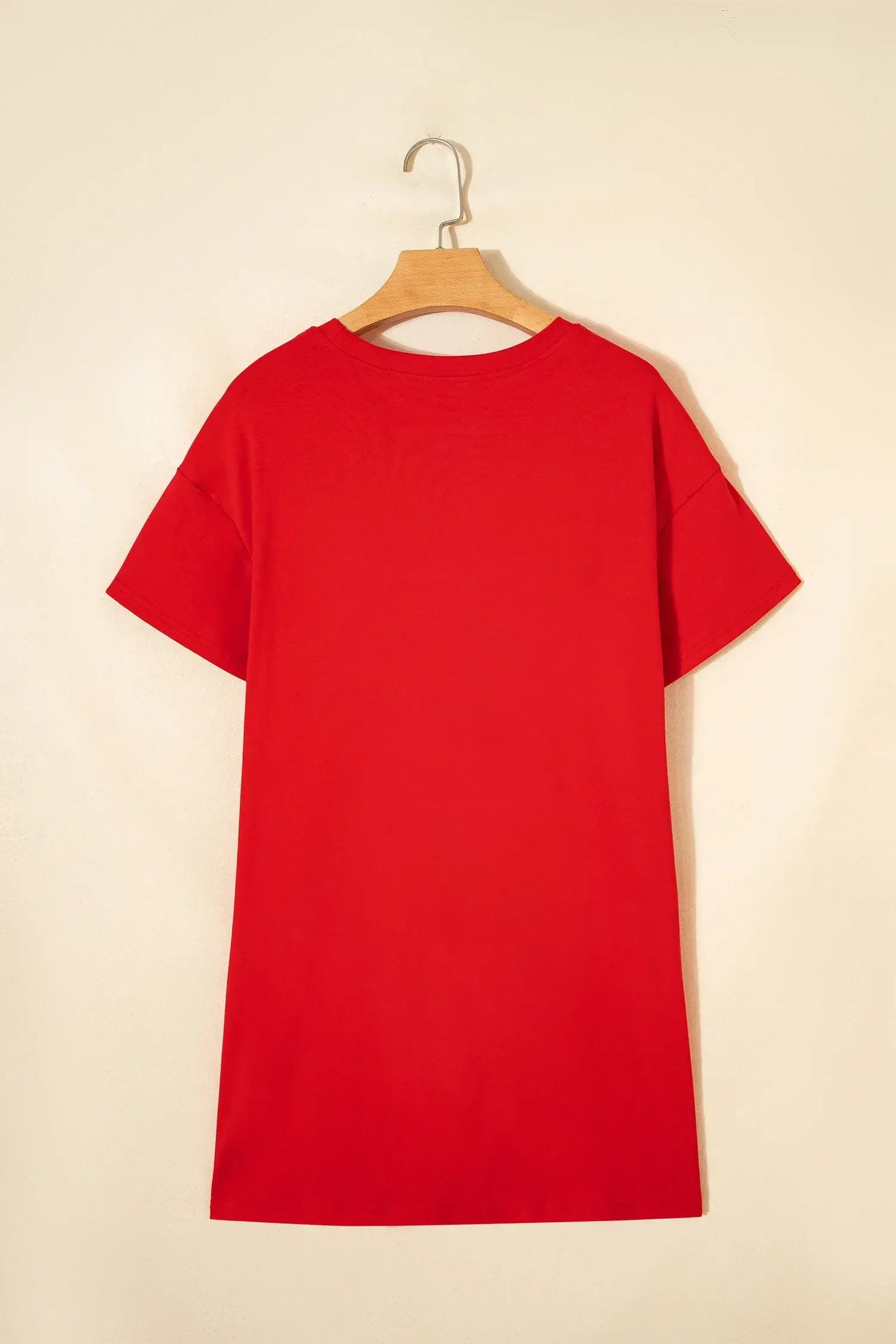Fiery Red Sequin Trim Stars and Stripes Bow Patched T Shirt Mini Dress - Sweet Fashion Wholesale