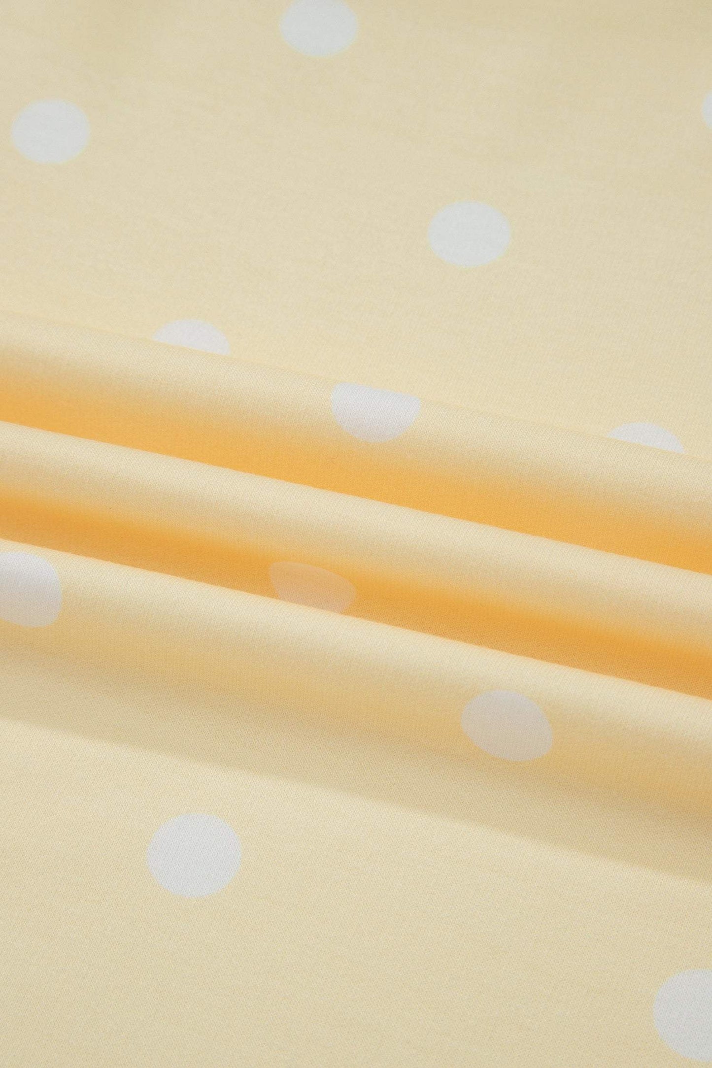 Yellow Exposed Seam Detail Polka Dot Loose Tee Drawstring Shorts Set
