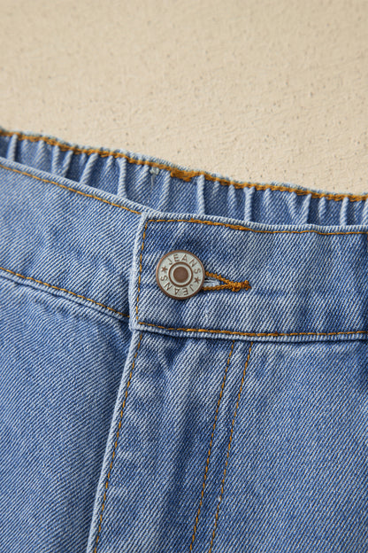 Myosotis Floral Peace Sign Embroidered Patch Wide Leg Jeans