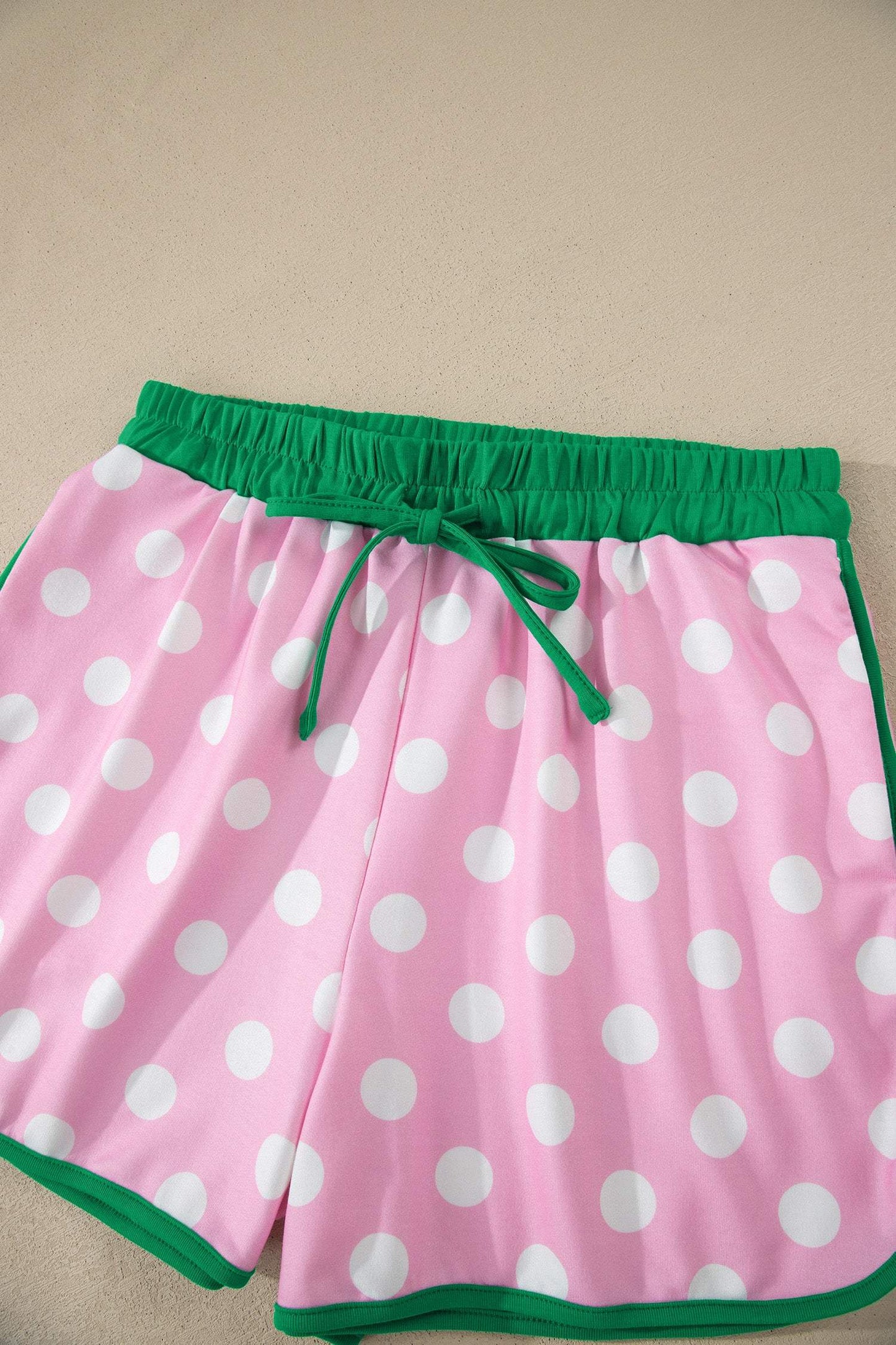 Sky Blue Polka Dot Contrast Edge Casual Short Set