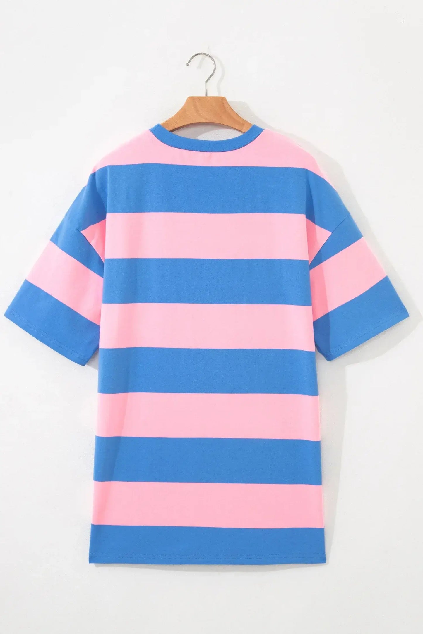 Bright Pink Striped Color Block Oversize Tunic Tee