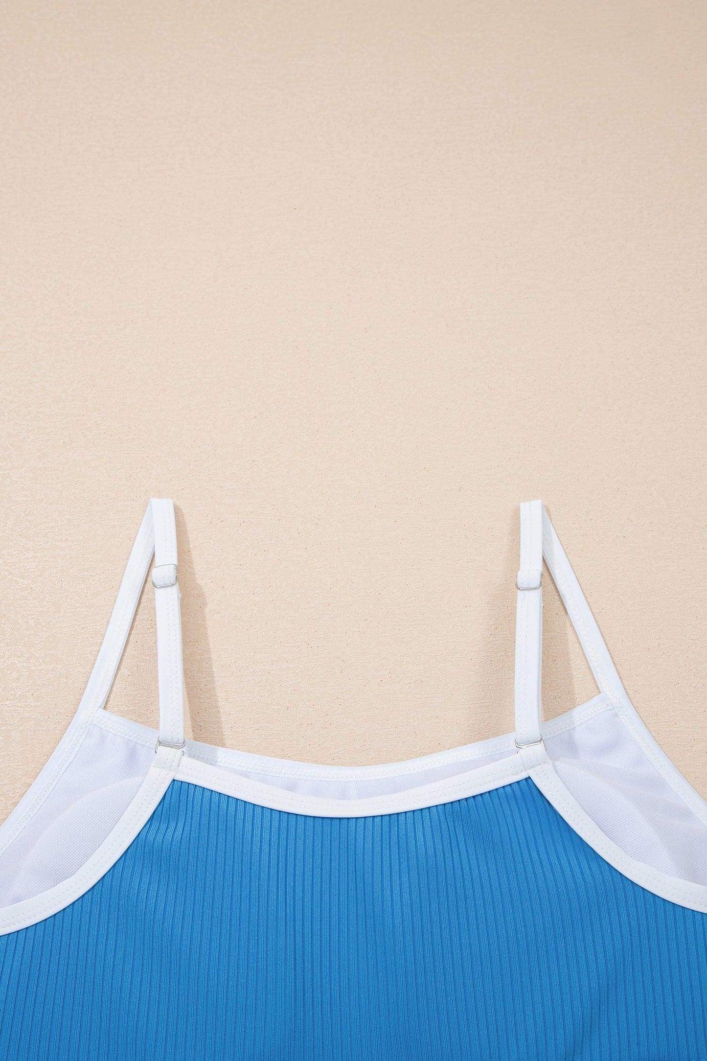 Blackish Green Color Block Edge Ribbed Pocketed Lined Swim Dress
