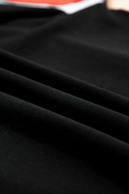 Black Varsity Spirit Striped 89 Graphic Casual Sweatshirt