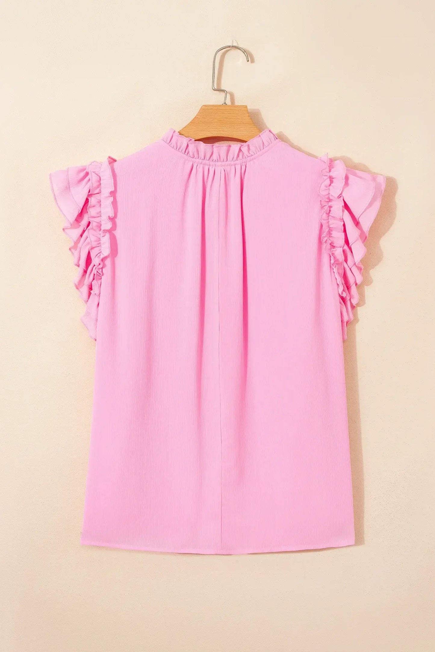 Bonbon Plus Size Textured Tassel Tie V Neck Ruffle Short Sleeve Blouse - Sweet Fashion Wholesale