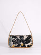 Sequin embroidered flower shoulder bag