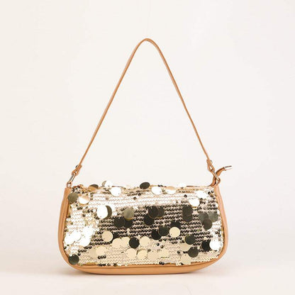 Sequin embroidered flower shoulder bag