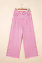 Pink Beaded Side Detail Split Loose Jeans