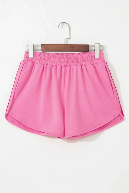 Beau Blue Color Block Stripes Elastic High Waist Active Shorts