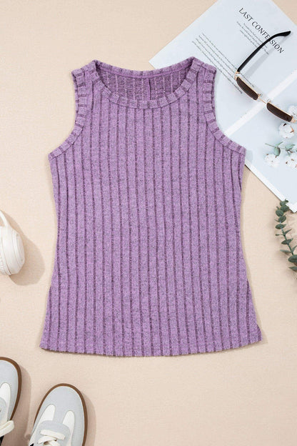 Phalaenopsis Slim Ribbed Mineral Wash Tank Top - Sweet Fashion Wholesale