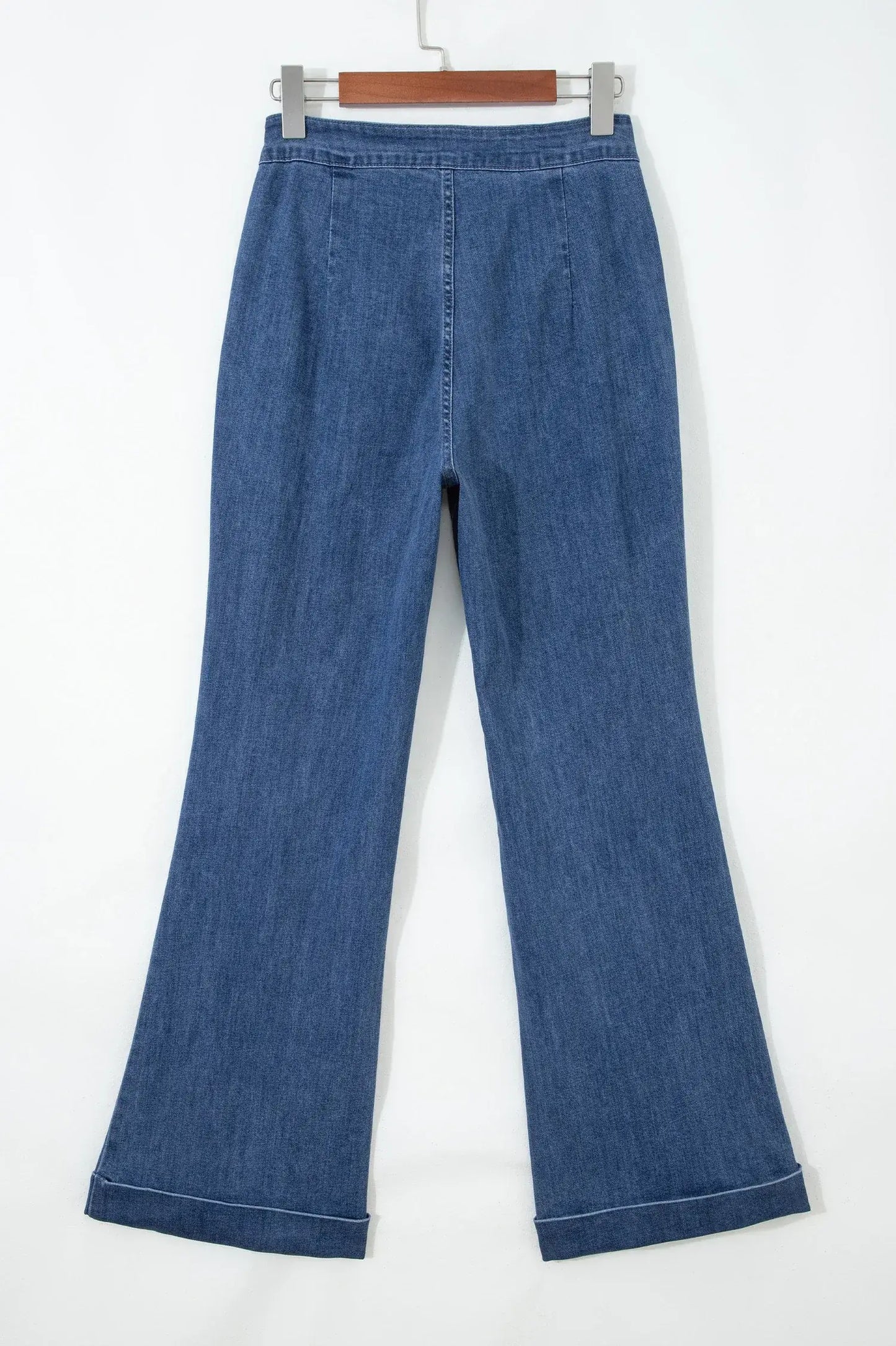 Ashleigh Blue Golden Button Detail Rolled Edge Flare Leg Jeans - Sweet Fashion Wholesale