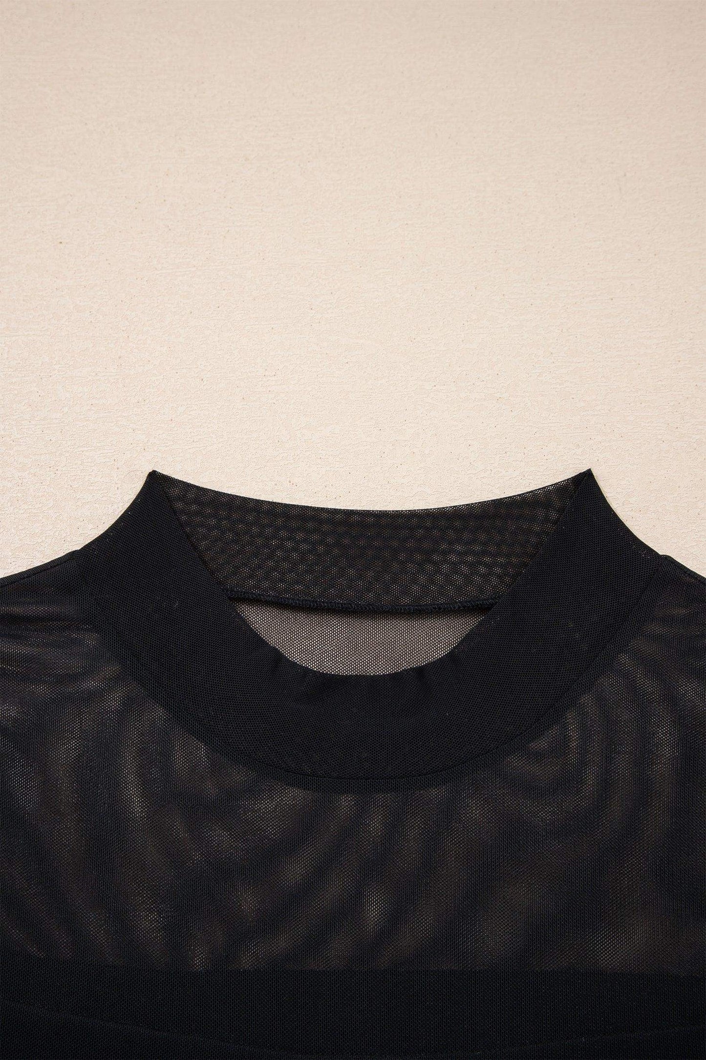 Black Sheer Mesh Patchwork Cap Sleeve T Shirt - Sweet Fashion Wholesale