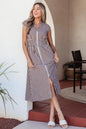 Red Plaid Print Full Zipper Cinched Waist Fit Flare Sleeveless Maxi Dress - Sweet Fashion Wholesale