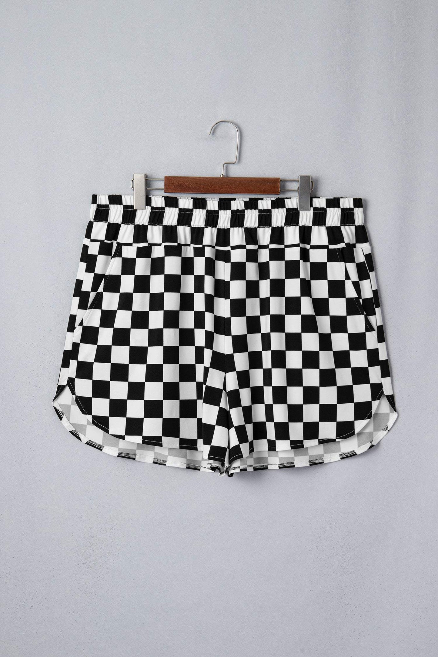 Black Plus Size Checkered Athleisure Shorts