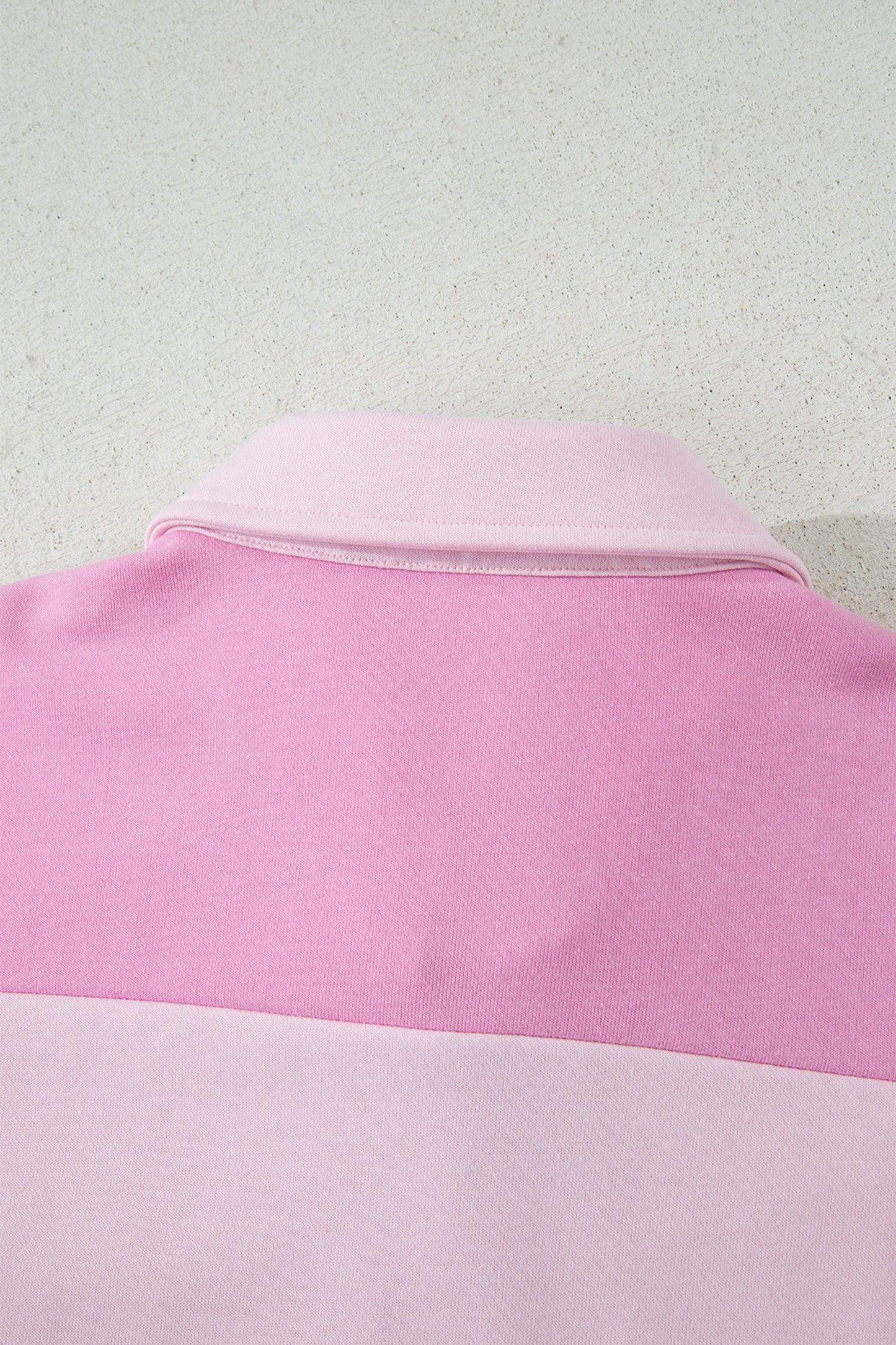 Pink Raw Seam Color Block Patchwork Button Polo Collar Mini Dress - Sweet Fashion Wholesale