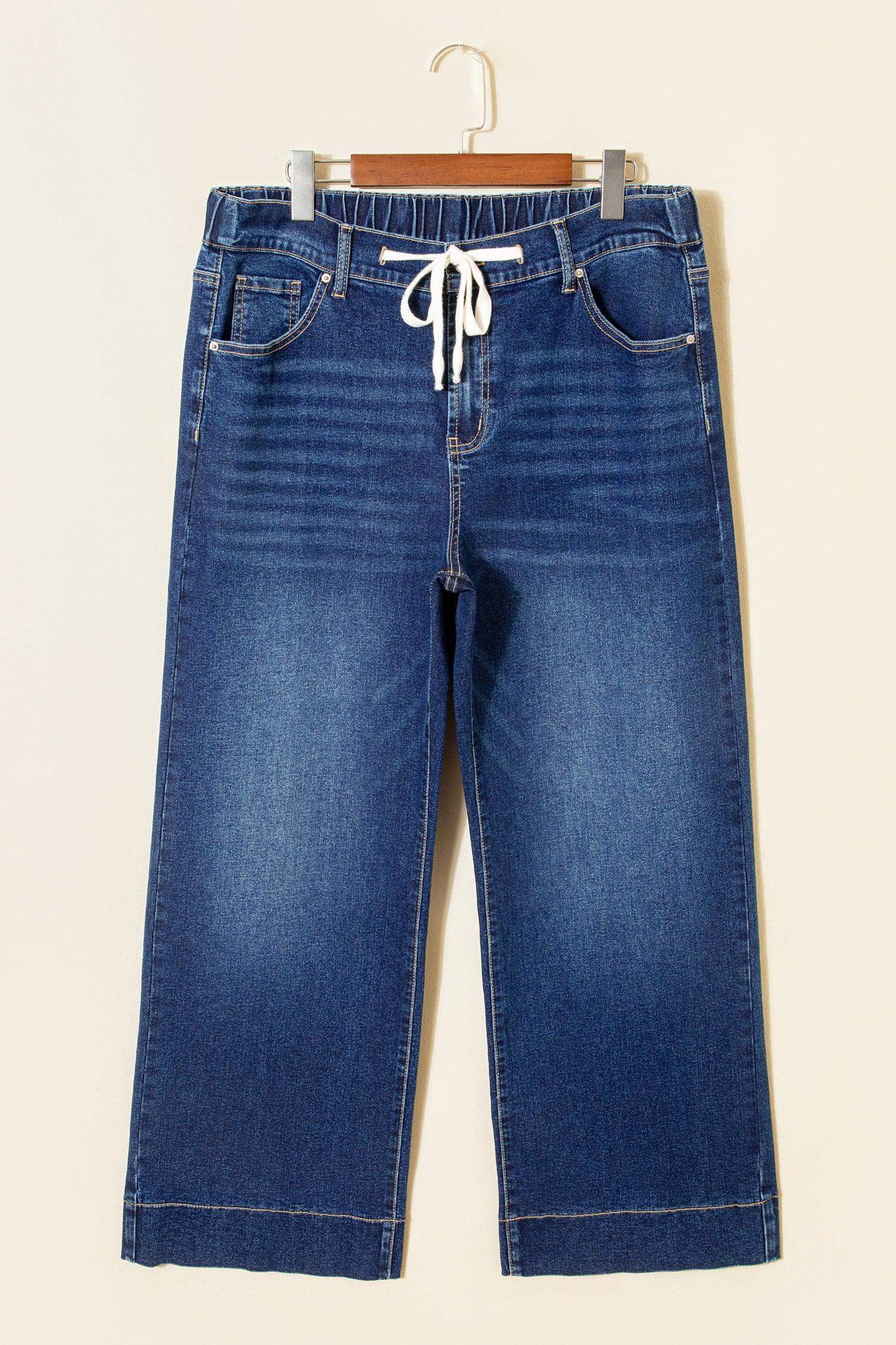 Black Acid Wash Contrast Lace-up Plus Size Jeans - Sweet Fashion Wholesale