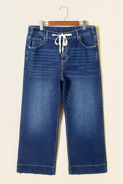 Black Acid Wash Contrast Lace-up Plus Size Jeans - Sweet Fashion Wholesale