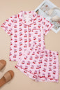 Sky Blue Bow Print Short Pajama Set - Sweet Fashion Wholesale