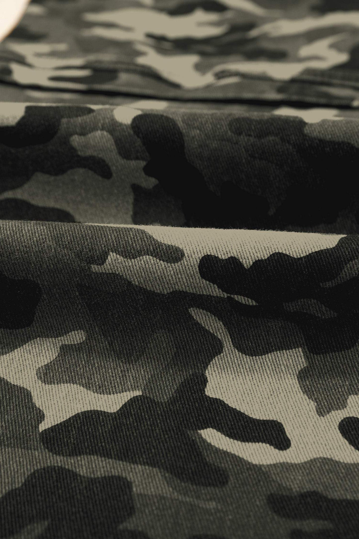 Green Camouflage Print Multi Pocketed Womens Denim Pants