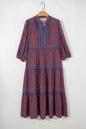 Brown 3/4 Puff Sleeve Tiered Loose Floral Dress - Sweet Fashion Wholesale