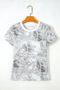 Gray Abstract Woodland Print Slim Fitted T Shirt - Sweet Fashion Wholesale