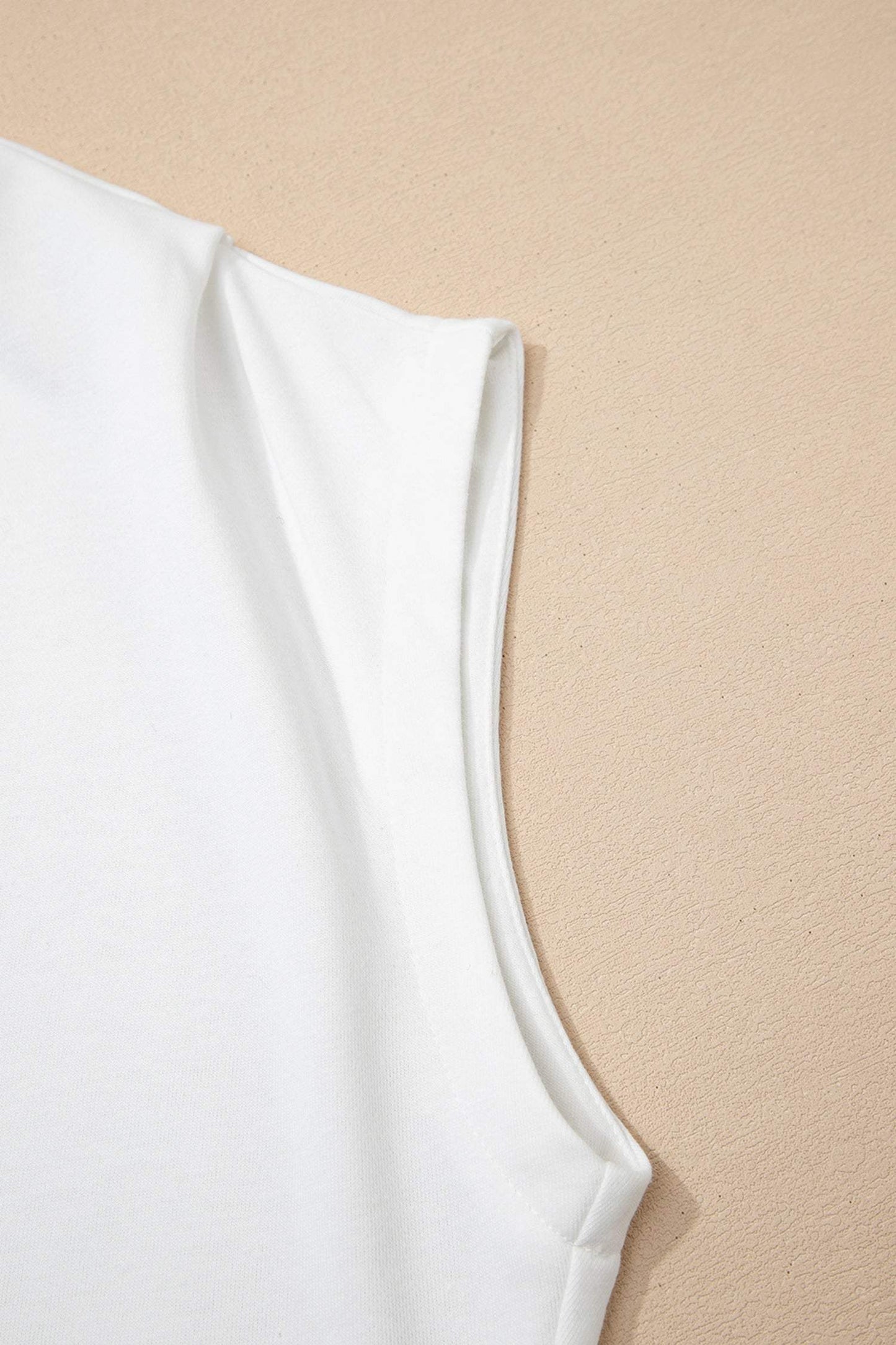 Sky Blue Solid Color High Neck Cap Sleeve Loose Top