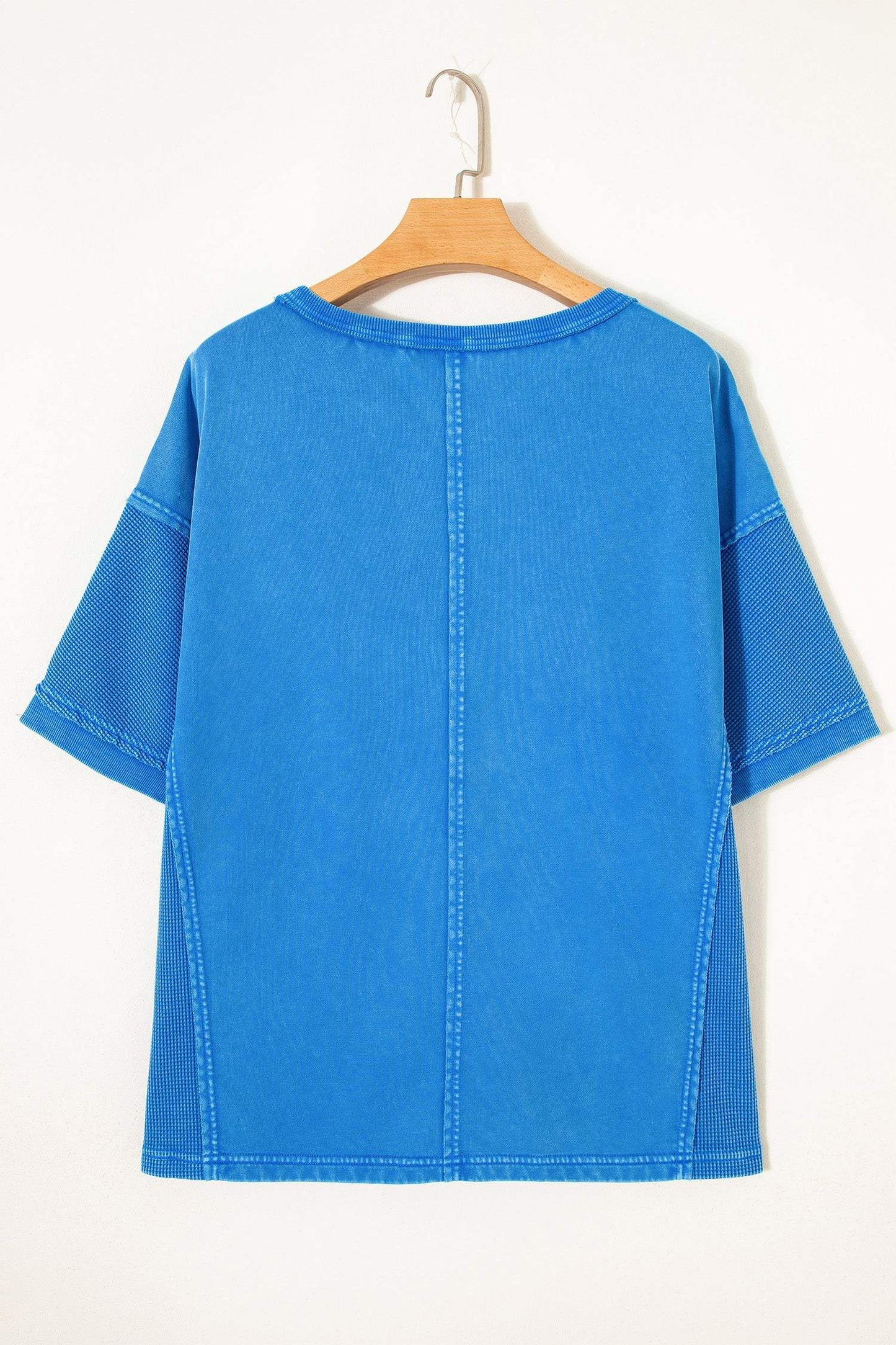 Blue Mineral Wash Star Mesh Patchwork Oversize Tee