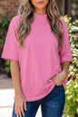 Dark Blue Solid Color High Neck Oversize Tee
