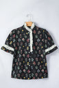 Black Contrast Frilled Trim Short Sleeve Floral Shirt - Sweet Fashion Wholesale