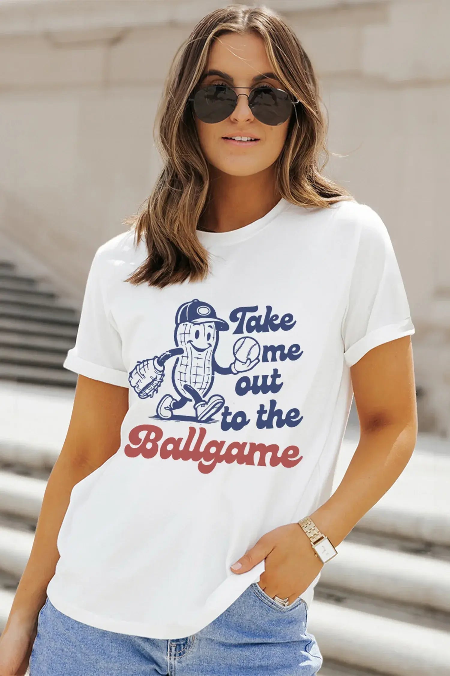 White Take me out to the Ballgame Casual Tee - Sweet Fashion Wholesale