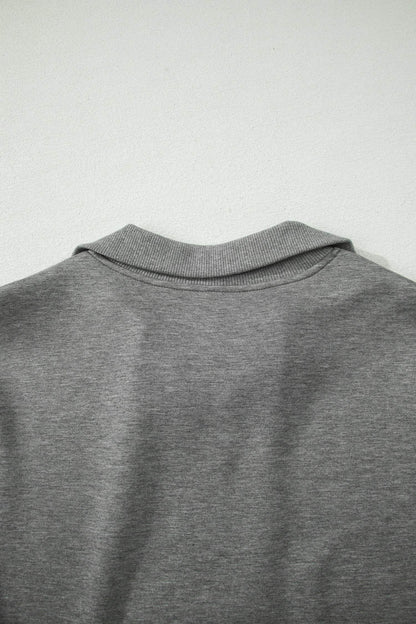 Gray Half Zip Polo Tee Casual Pant Set