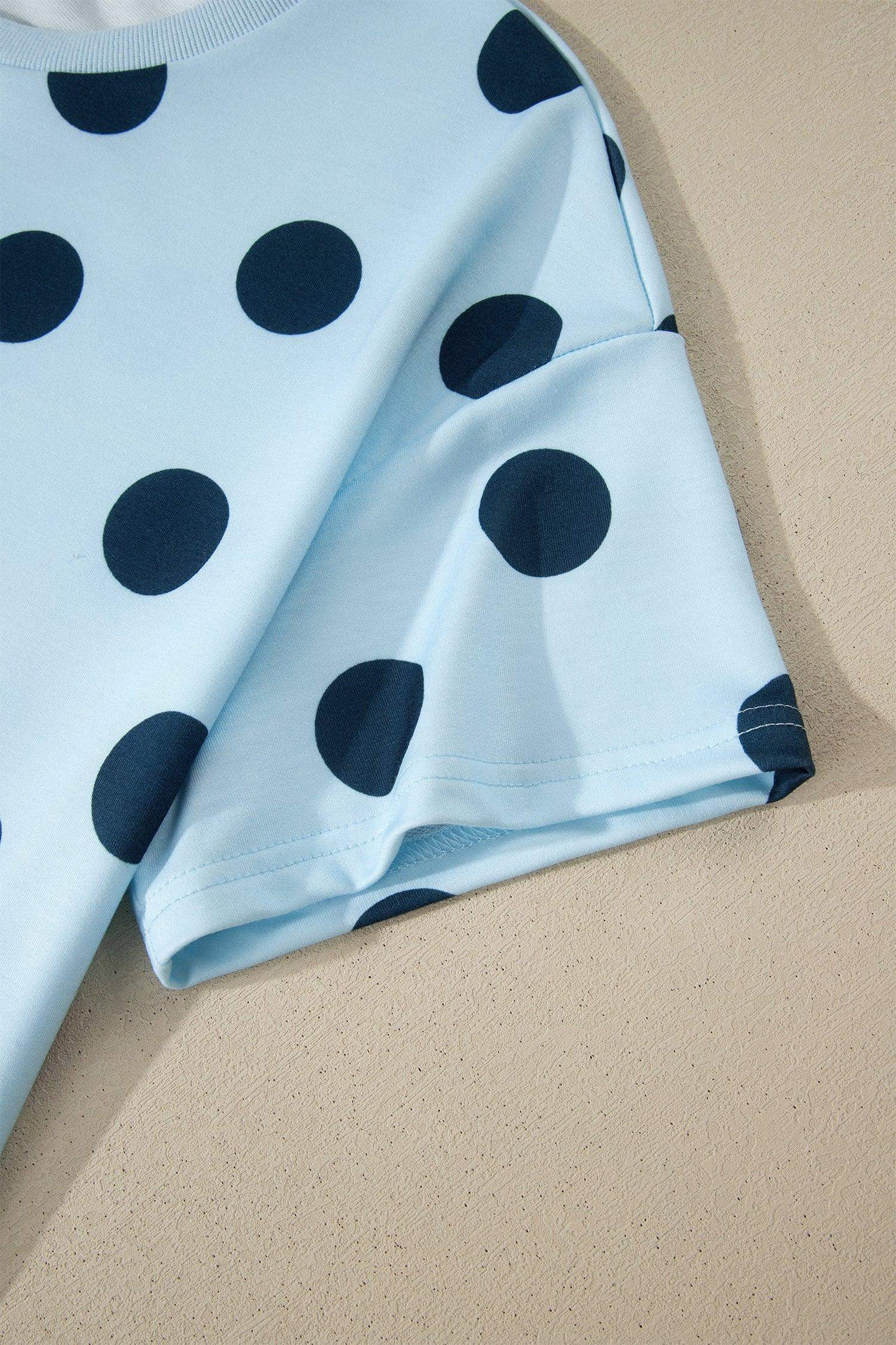 Pink Polka Dot Print Loose Tee Drawstring Elastic Waist Short Set - Sweet Fashion Wholesale