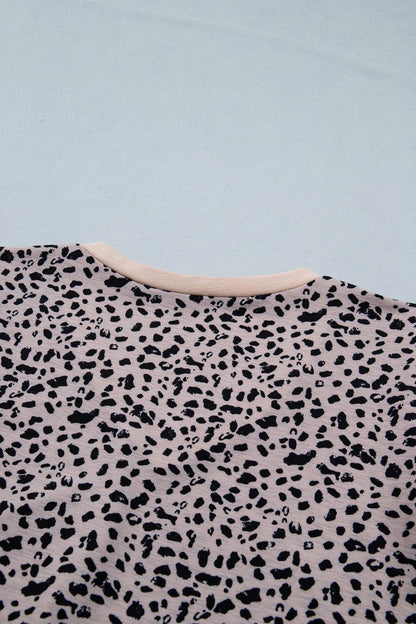 Black Cheetah Print V Neck Ruffle Trim Loose Tank Top