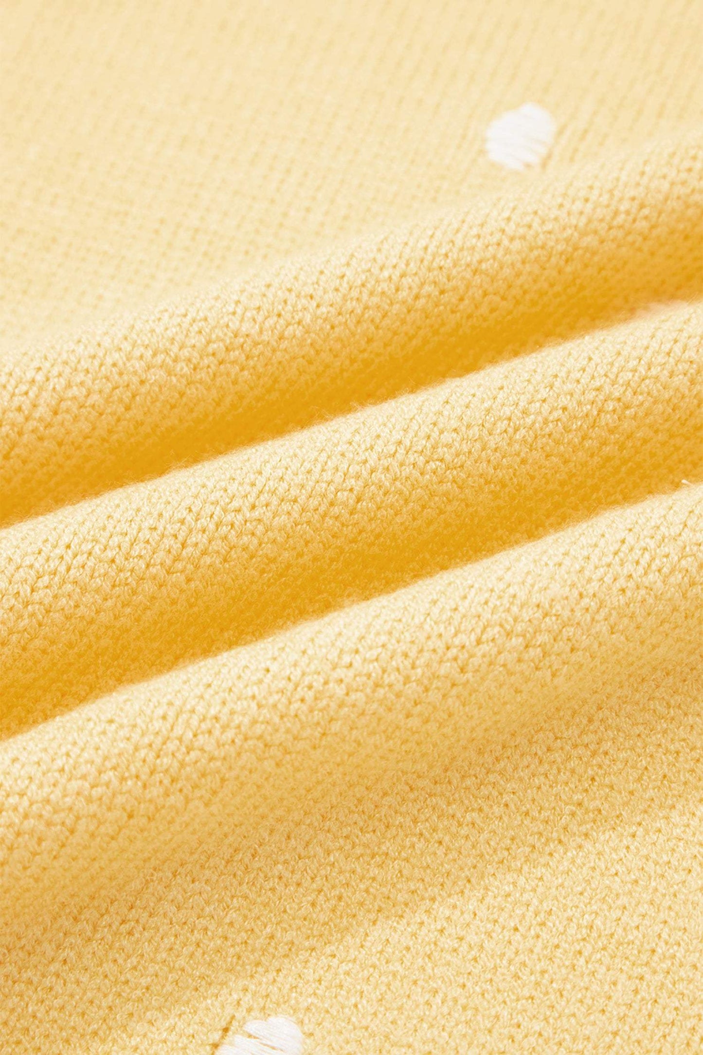 Yellow Cream Elegant Polka Dot Bubble Short Sleeve Sweater