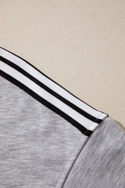 Light Grey Patchwork Detail Raw Edge Oversize Tee