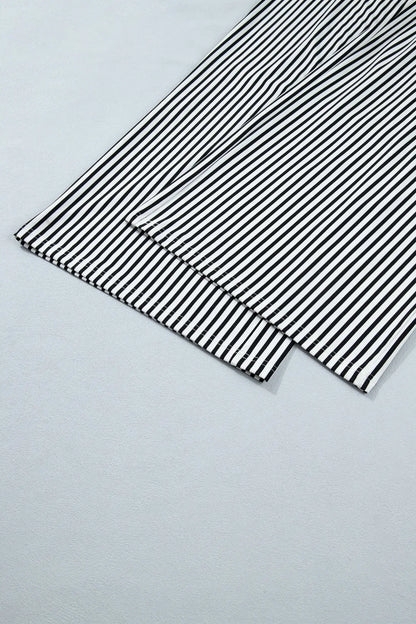 Black Stripe Plus Size Loose Straight Casual Pants