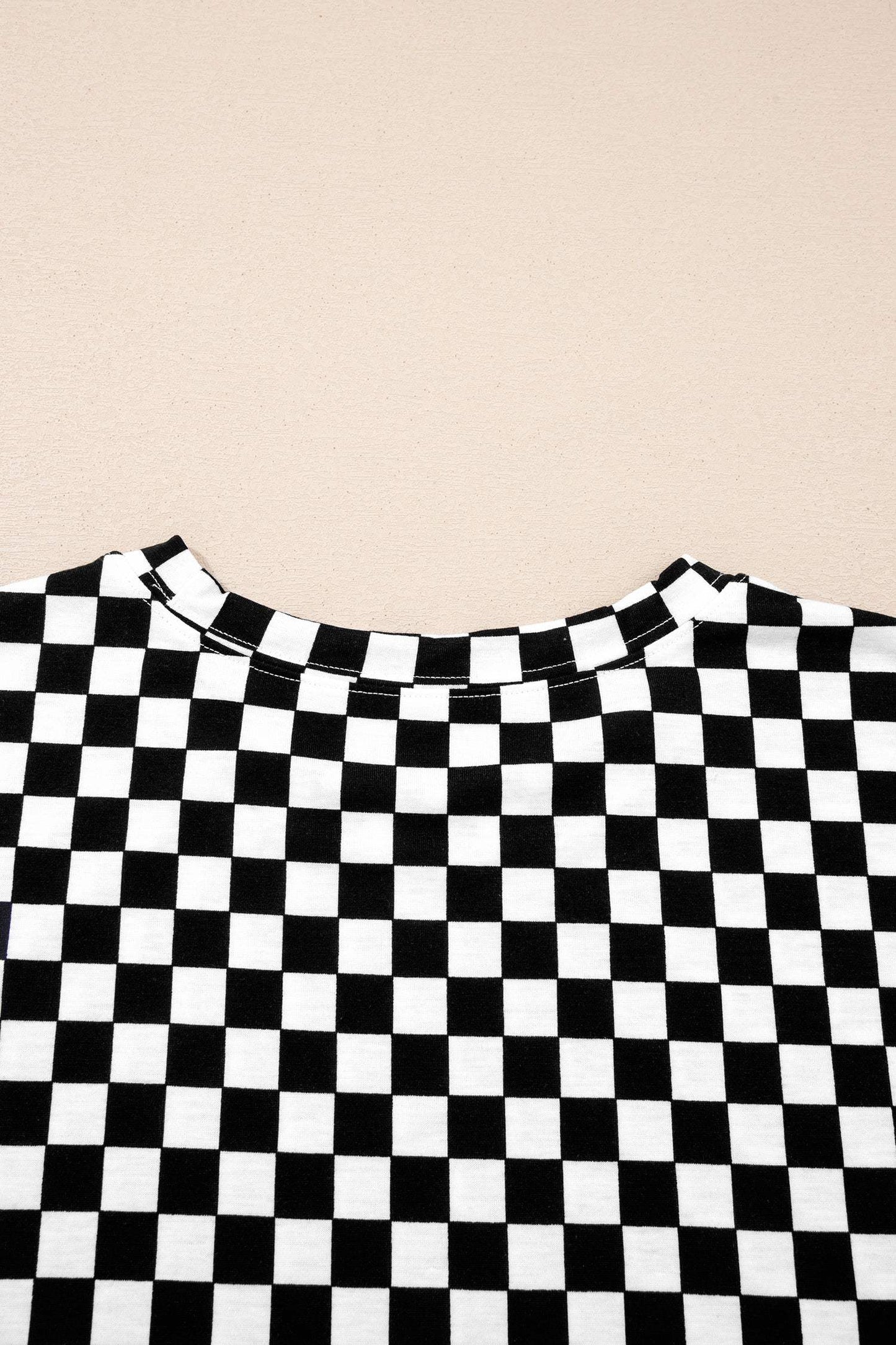 Black Checkered Print Half Sleeve Tee 2pcs Lounge Pant Set