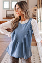 Myosotis Denim Pleated Patchwork Sleeveless Top - Sweet Fashion Wholesale