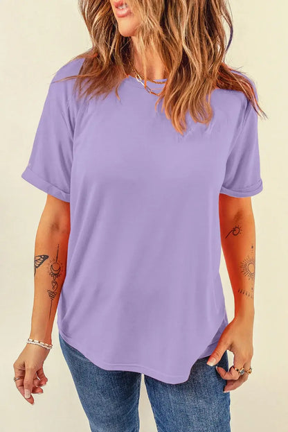 Mint Green Casual Plain Crew Neck Tee - Sweet Fashion Wholesale