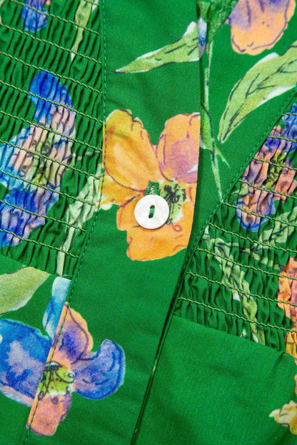 Green Plus Size Ruffled Short Sleeve Floral Top - Sweet Fashion Wholesale
