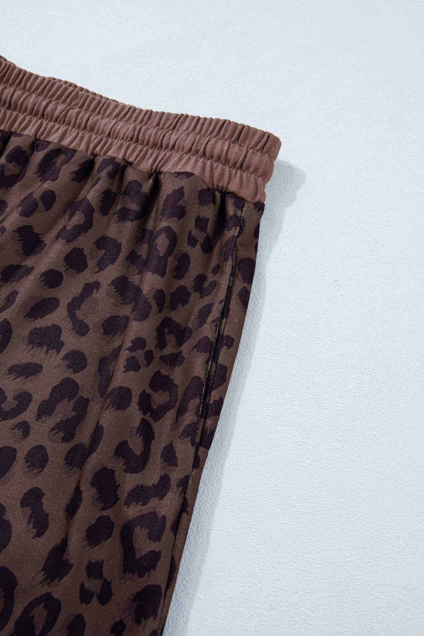 Brown Plus Size Leopard Short Set
