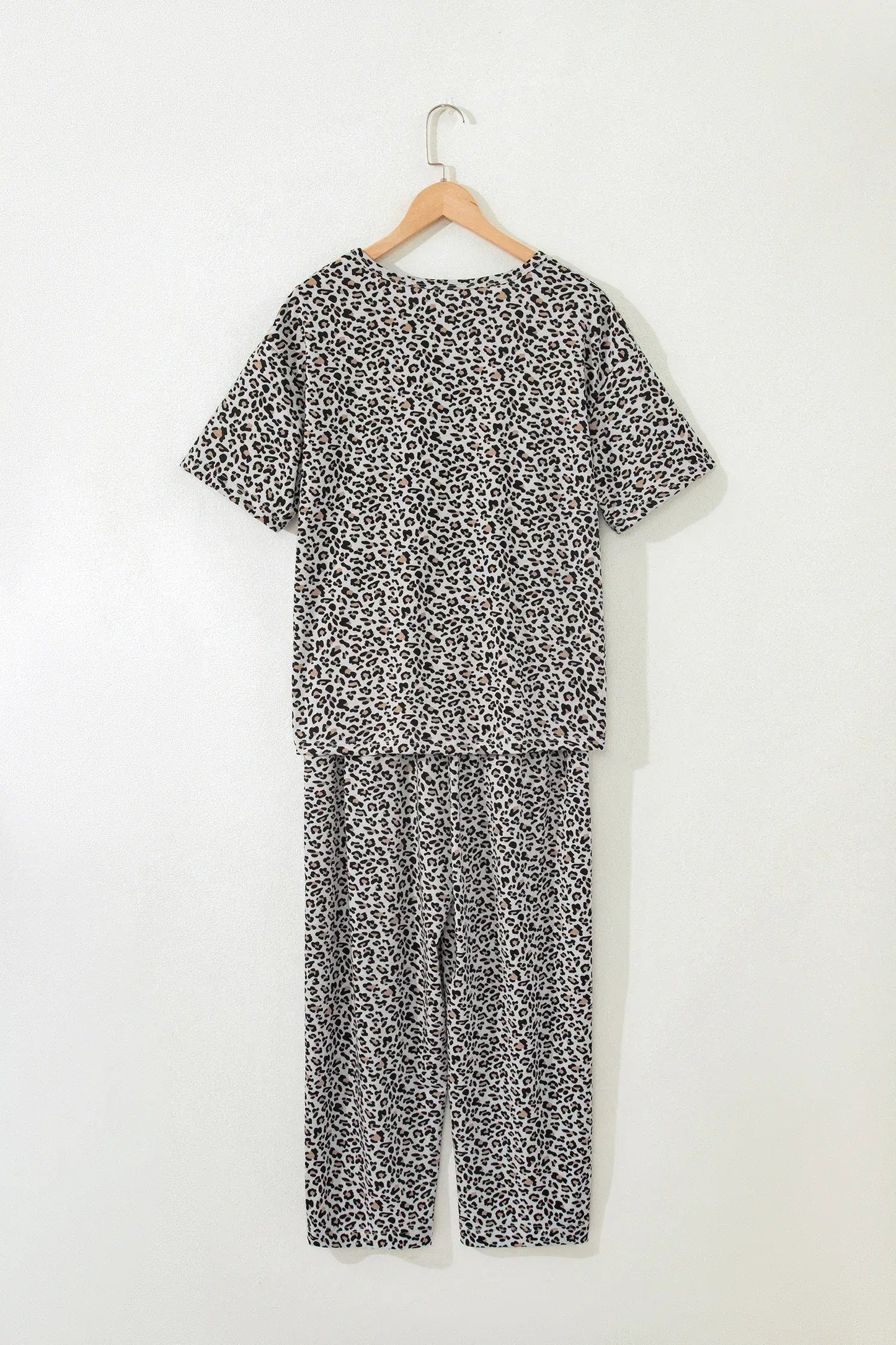 White Leopard High-Low Loose Tee Ankle Length Pants Set - Sweet Fashion Wholesale