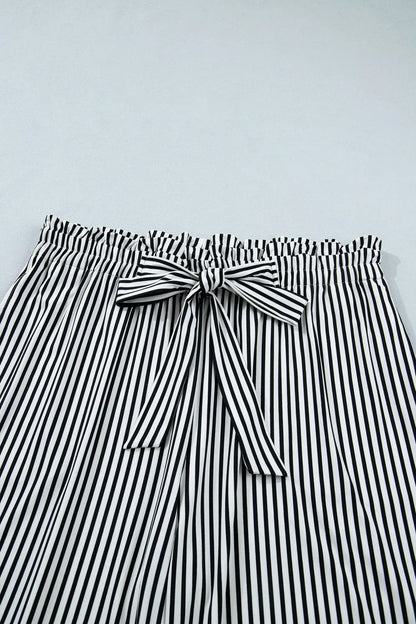 Black Stripe Plus Size Loose Straight Casual Pants