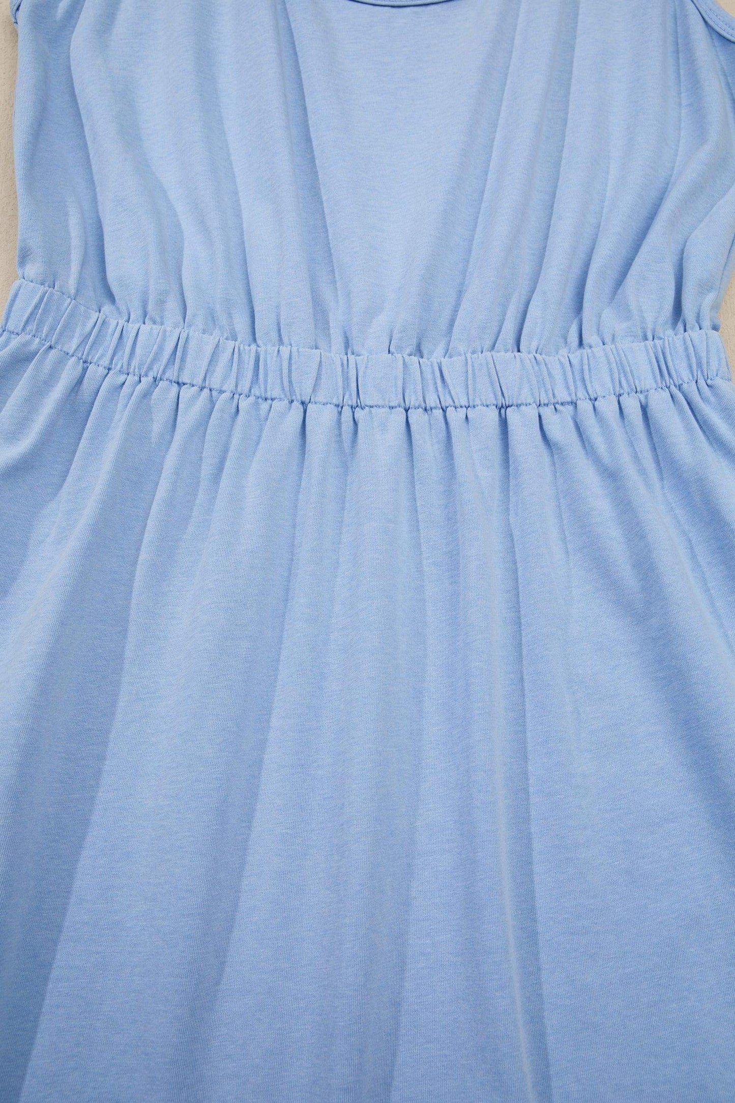 Sky Blue Mineral Wash Elastic Waist Tank Dress with Side Pockets - Sweet Fashion Wholesale