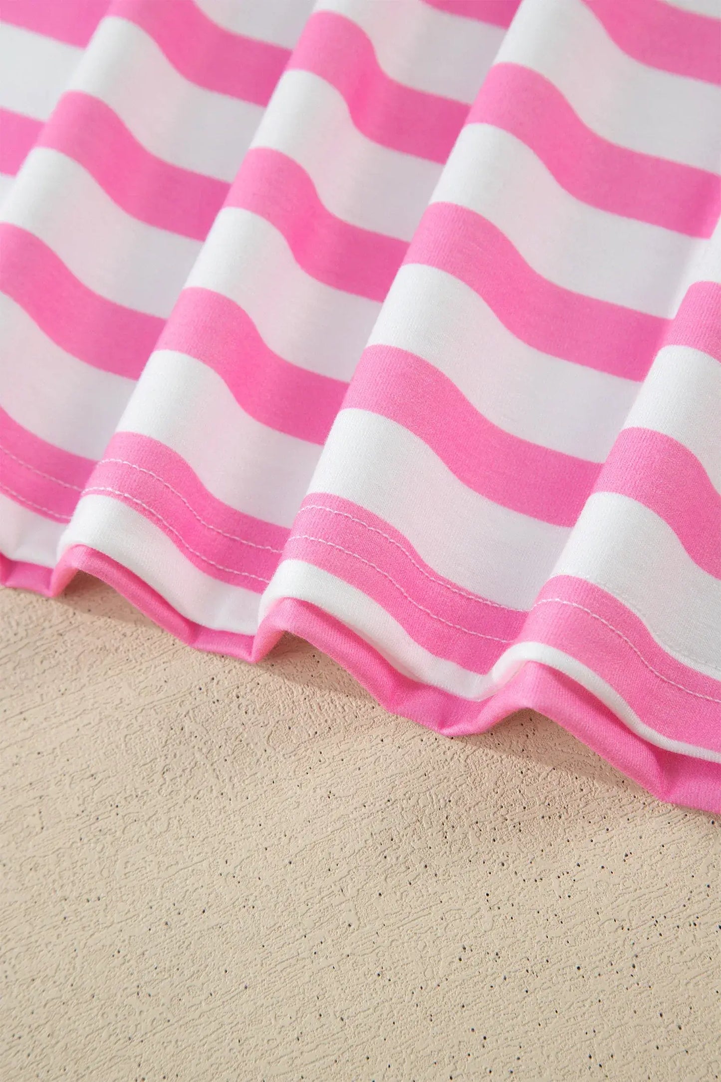 Pink Stripe Colorblock Patched Pocket V Neck Plus Size Tee - Sweet Fashion Wholesale