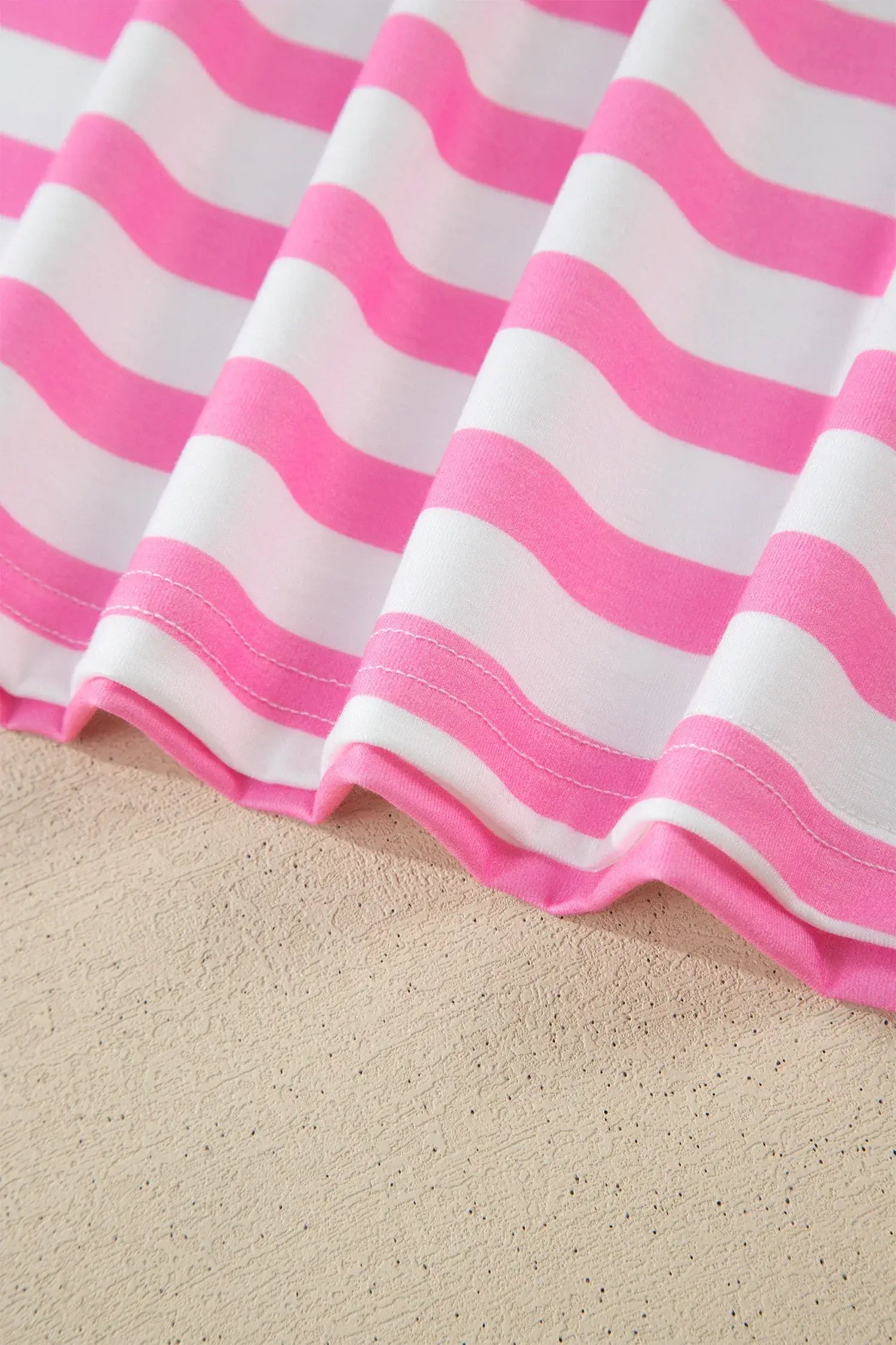 Pink Stripe Colorblock Patched Pocket V Neck Plus Size Tee - Sweet Fashion Wholesale