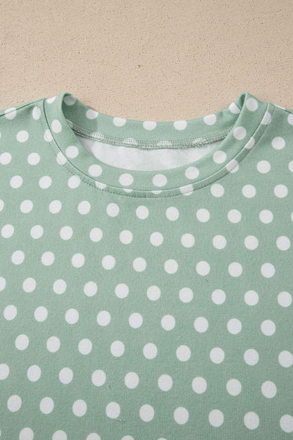 Green Polka Dot Print Short Set