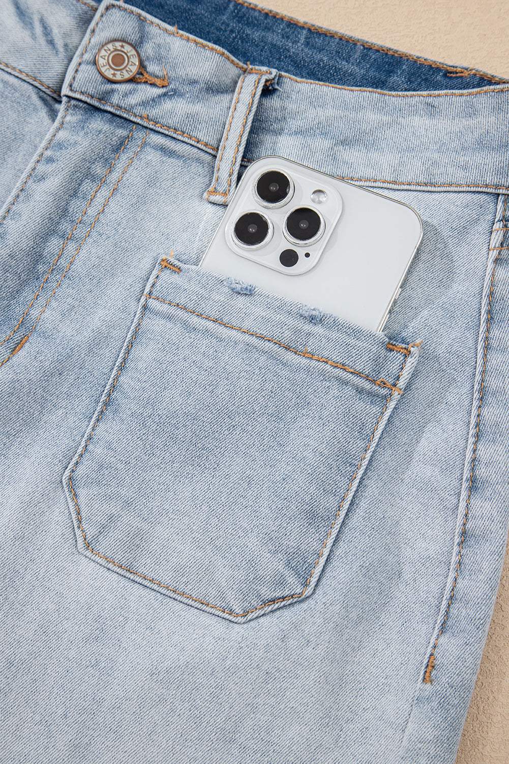 Beau Blue Light Wash High Rise Denim Shorts